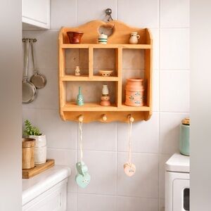 Vintage Rustic Wooden Wall Shelf with mini accents kitchen Accents